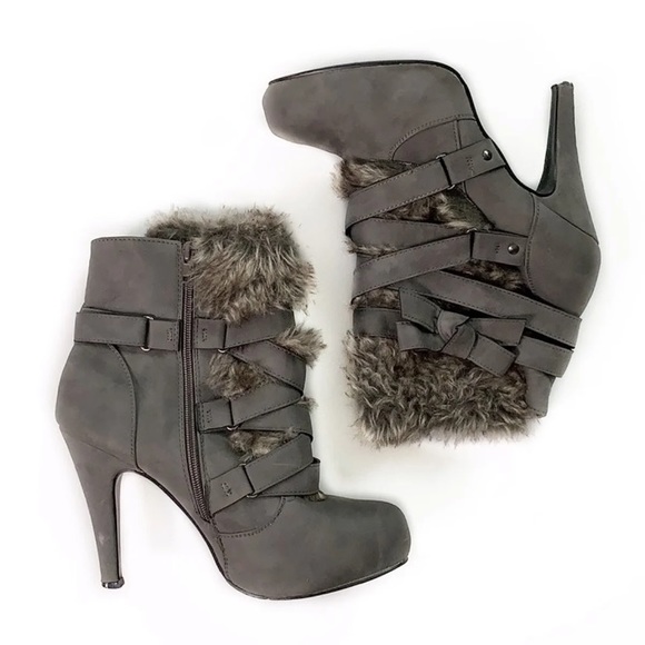 JustFab Shoes - JustFab • Everly Furry Heeled Boots